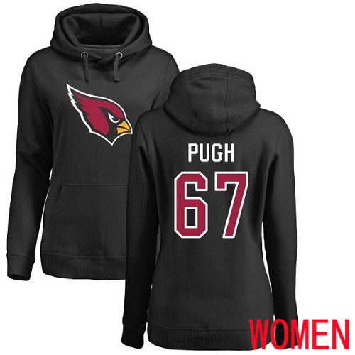 Arizona Cardinals Black Women Justin Pugh Name And Number Logo NFL Football #67 Pullover Hoodie Sweatshirts->women nfl jersey->Women Jersey